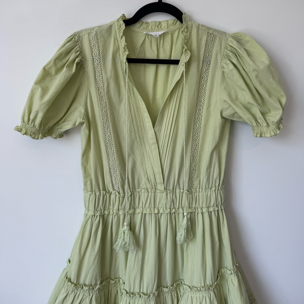 Mable Mini Dress in Light Green - Ruffle Style - Size S - Picture 5 of 11